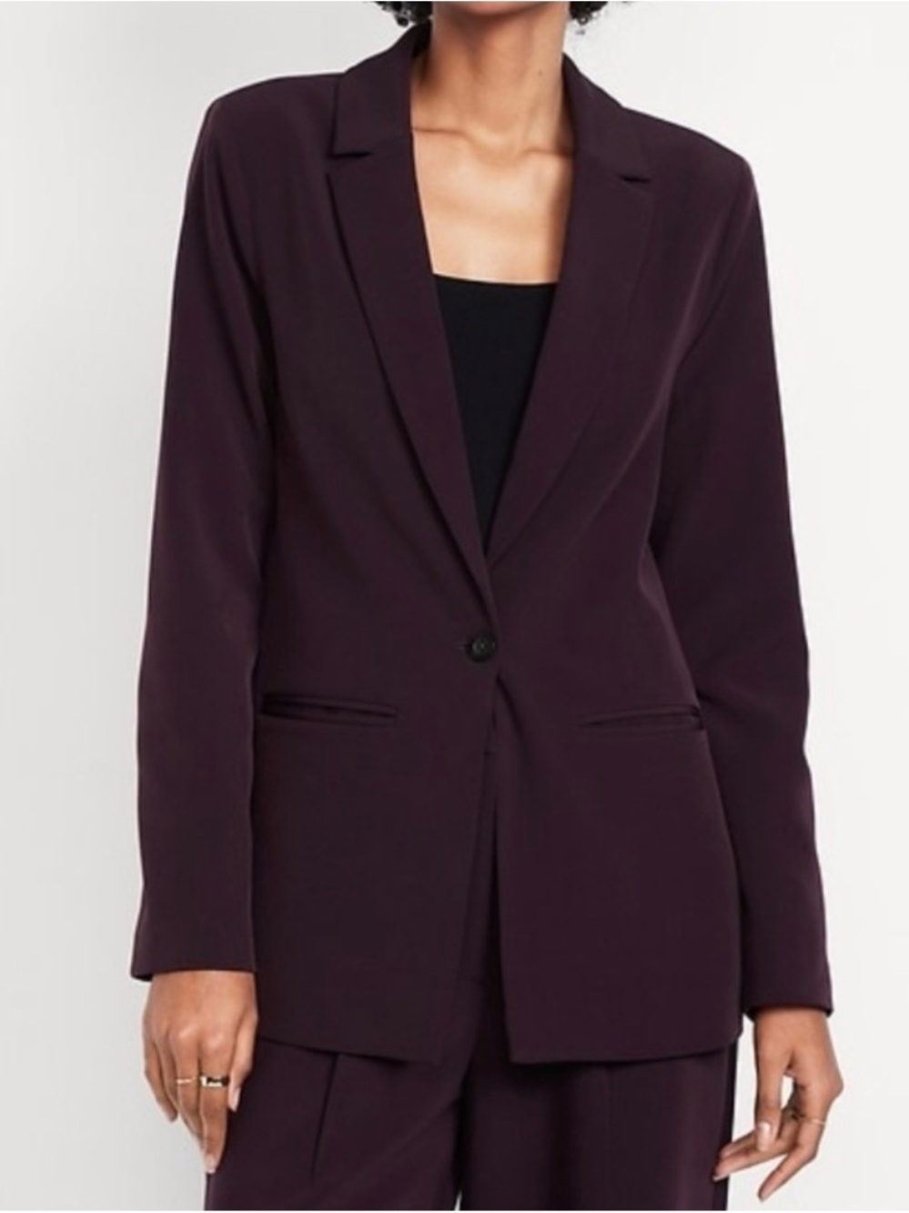 Womens Single-Button Blazer in Deep Plum